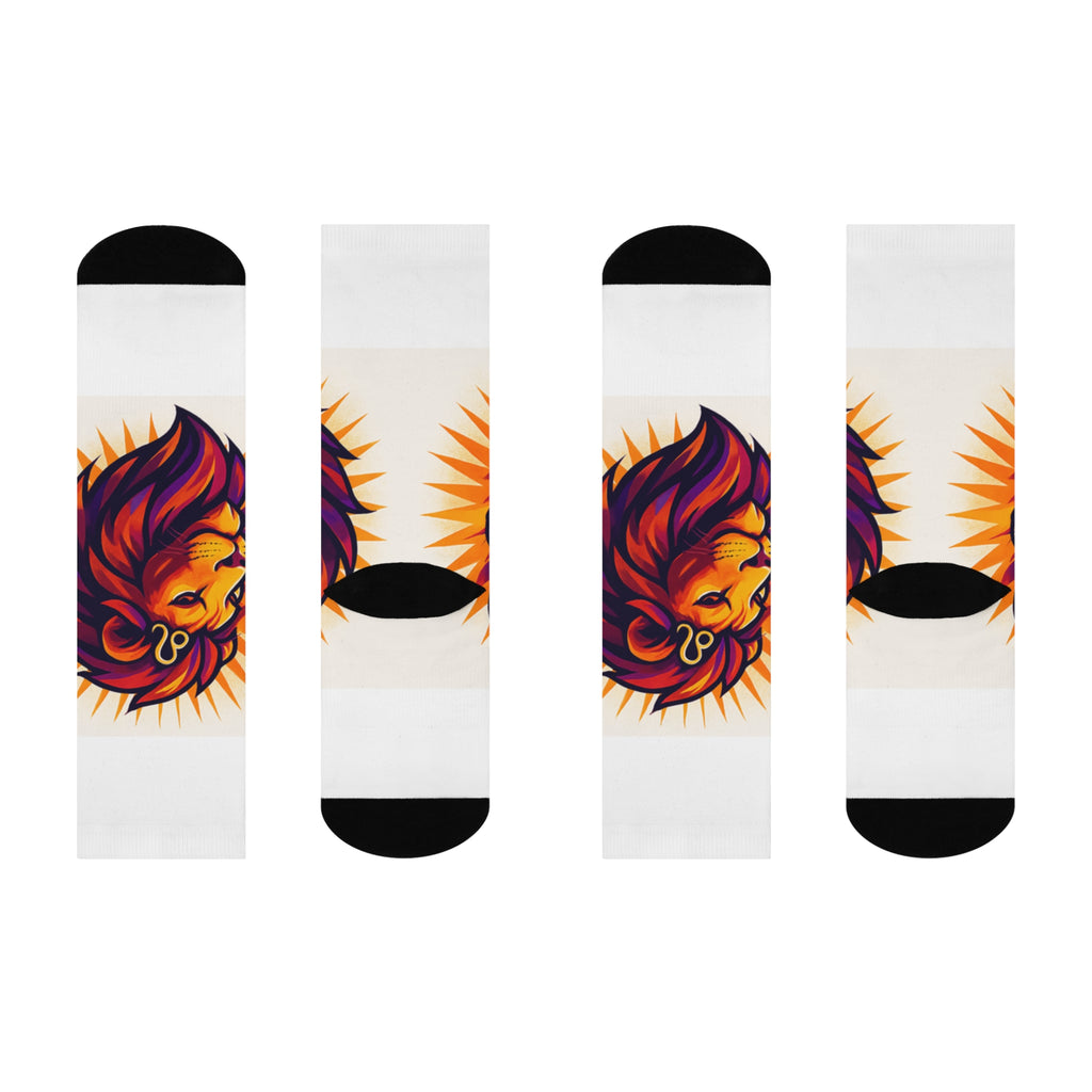 Flame Mane Leo Lioness Cushioned Crew Socks | Animal Art, Bold Color