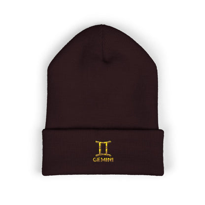 Embroidered Gemini Zodiac Cuffed Beanie