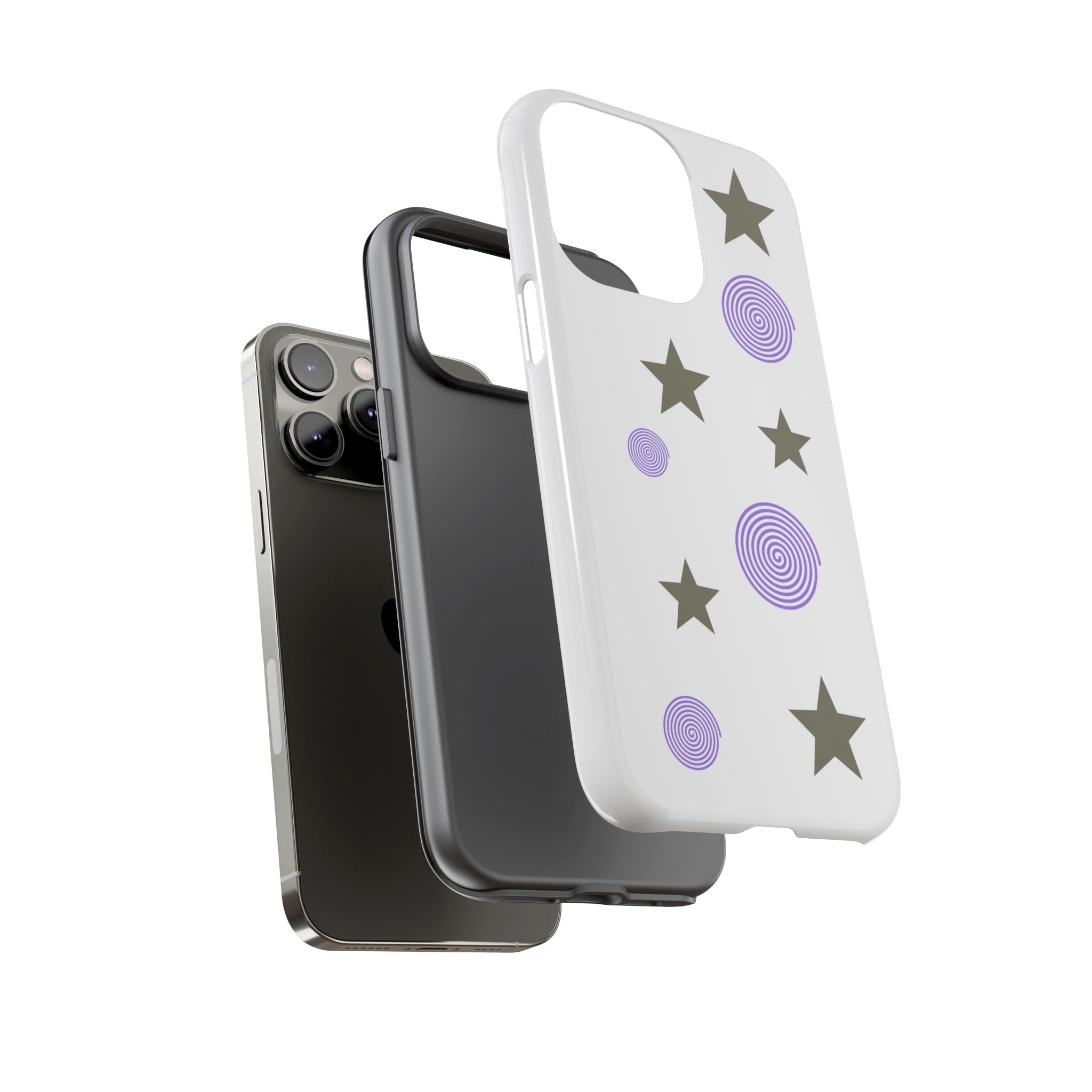 Trendy Phone Case, Stylish Phone Cover, Protective Phone Shell, Unique Phone Accessory, Gift for Her, Star and Swirl Design