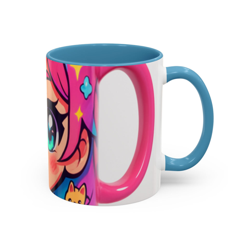Vibrant Anime Inspired Coffee Mug, Cute Cat Lover Gift, Fun Kitchen Accessory, Bright Accent Mug for Daily Use, Whimsical Drinkware