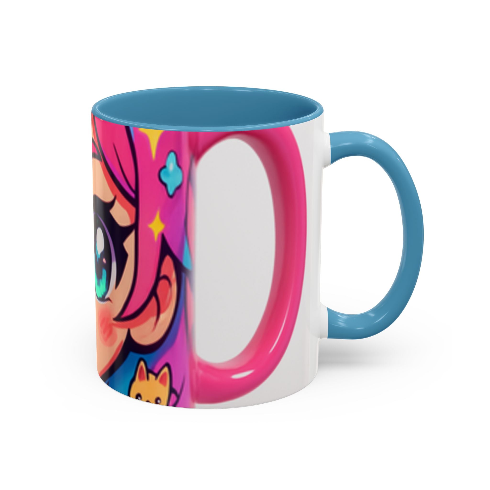 Vibrant Anime Inspired Coffee Mug, Cute Cat Lover Gift, Fun Kitchen Accessory, Bright Accent Mug for Daily Use, Whimsical Drinkware