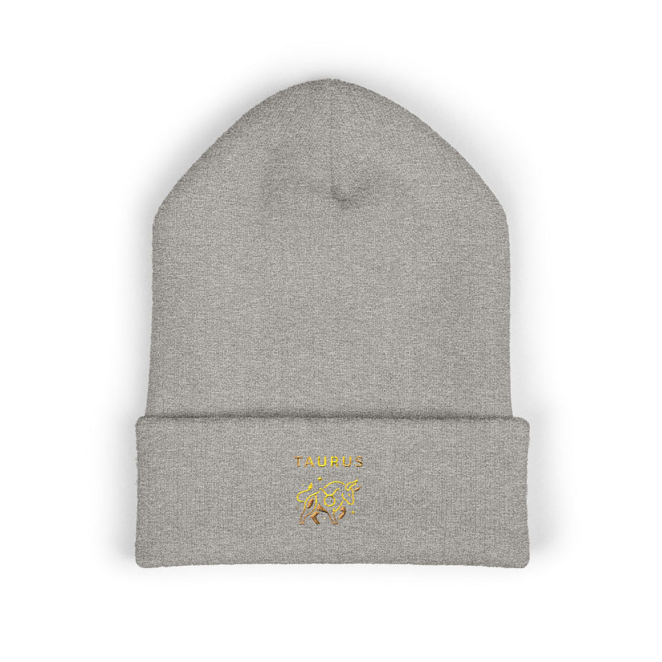 Taurus Beanie – Embroidered Floral Zodiac Winter Hat