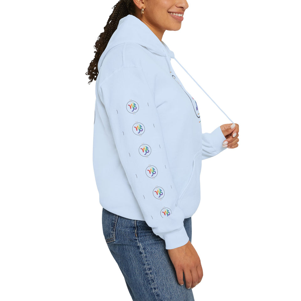 Capricorn Rainbow Zodiac Hoodie — Colorful Astrology Sweatshirt with Capricorn Symbol