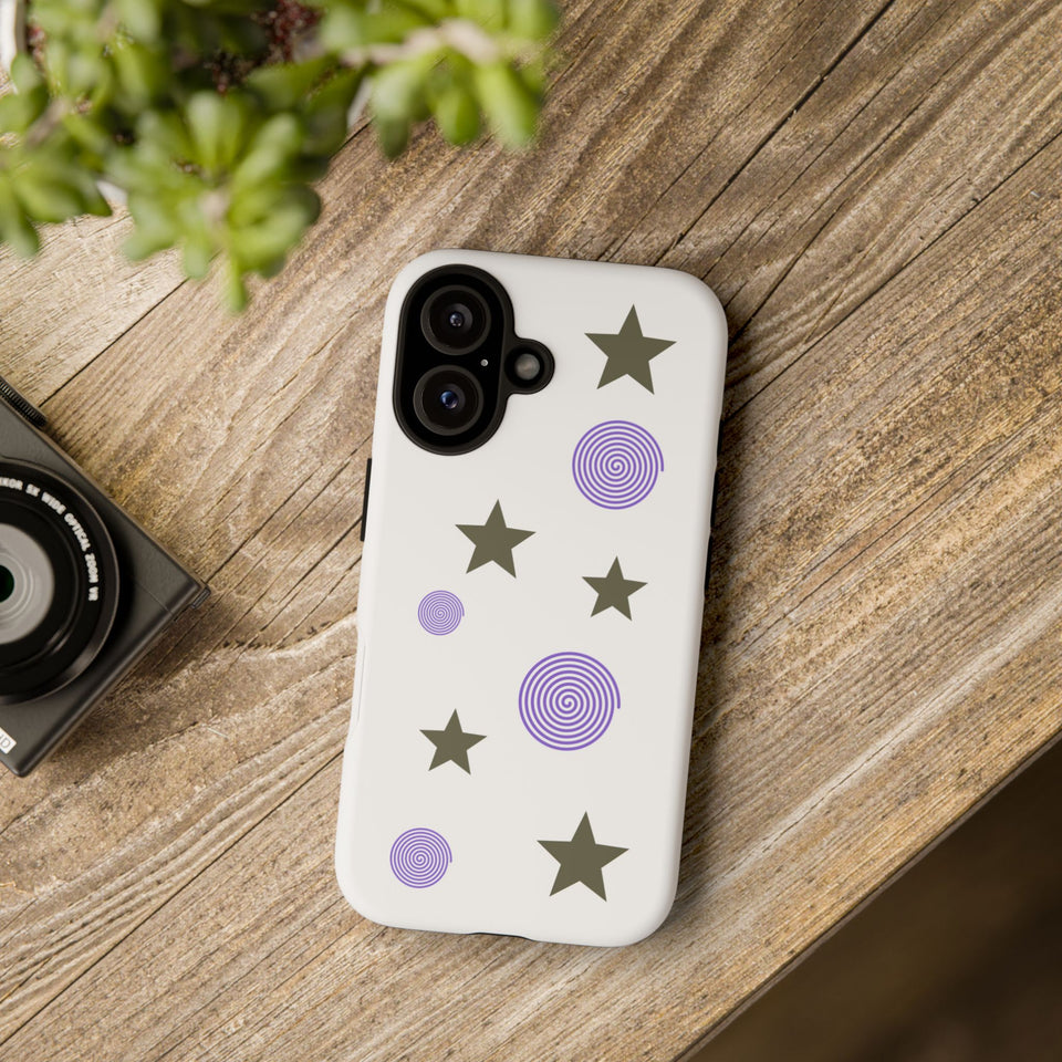 Trendy Phone Case, Stylish Phone Cover, Protective Phone Shell, Unique Phone Accessory, Gift for Her, Star and Swirl Design