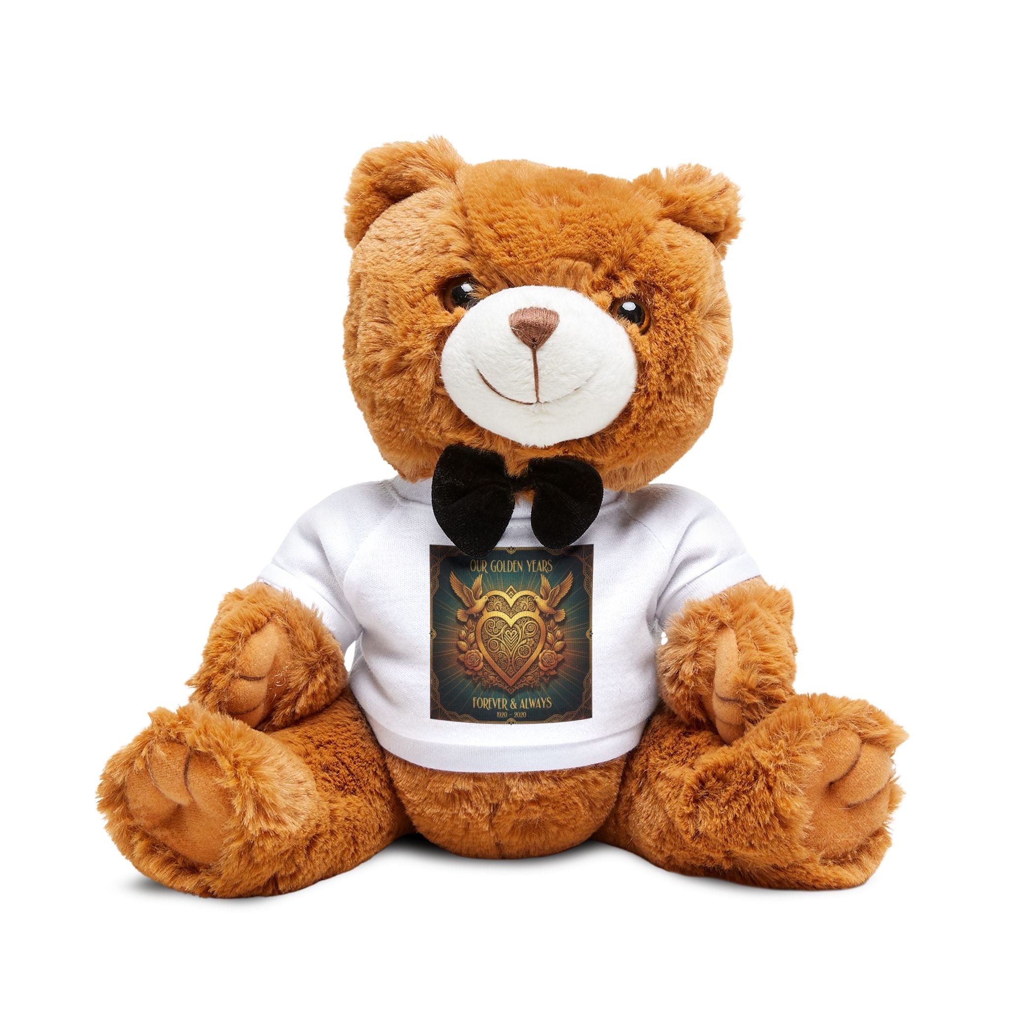 Plush Teddy Bear with Custom T-Shirt — Cute Heart Graphic Gift