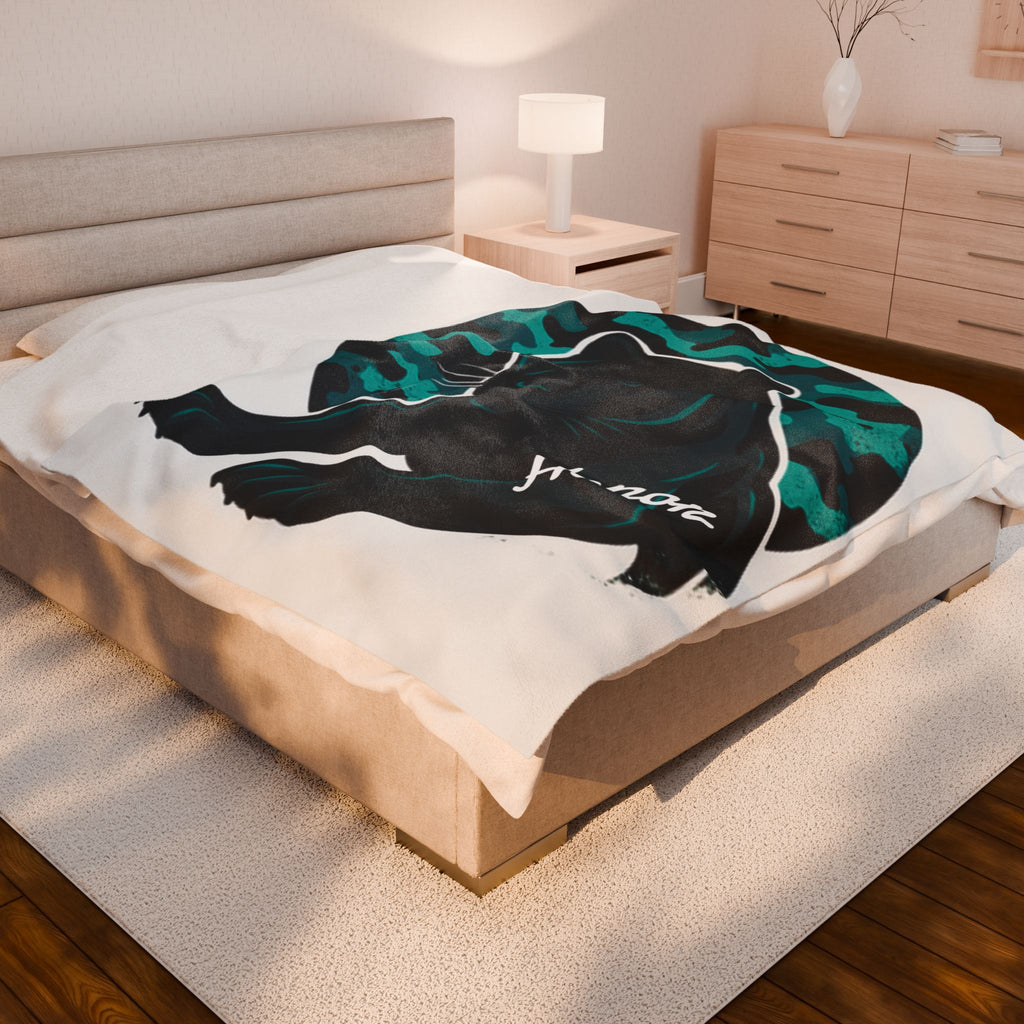 Velvet Fleece Blanket, Plush Panther Blanket, Cozy Bedding, Panther Fan Gift, Honor Edition