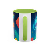 CartersLog Happy Fox Space Adventure Accent Coffee Mug – 11oz & 15oz Cute Cosmic Design