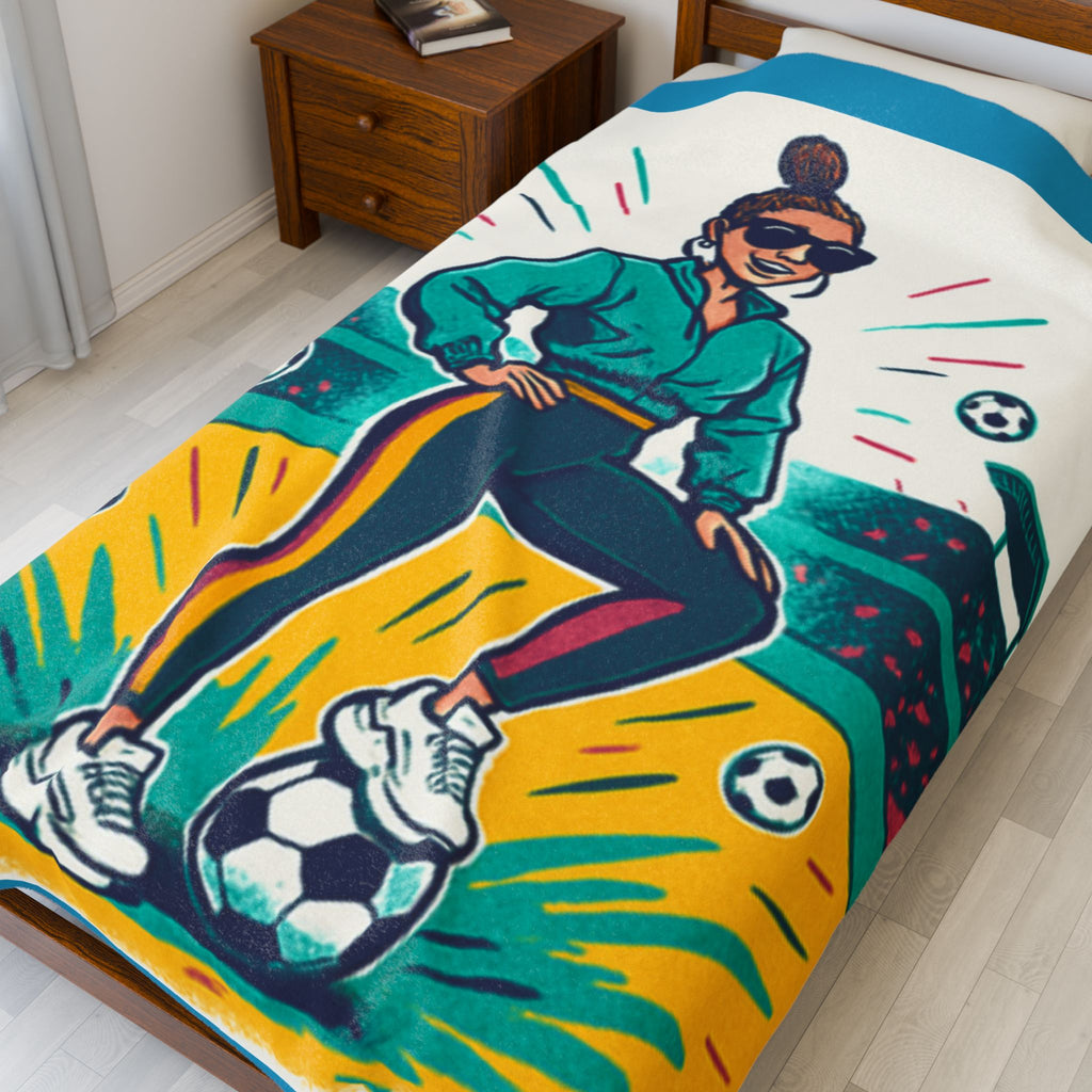 Velveteen Plush Blanket, Soccer Mom Blanket, Modern Hip Blanket, Soft Throw Blanket, Cozy Couch Blanket, Gift for Her
