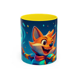 CartersLog Happy Fox Space Adventure Accent Coffee Mug – 11oz & 15oz Cute Cosmic Design