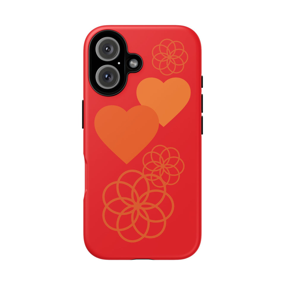 Stylish Phone Case with Floral Hearts Design, Tough Phone Cover, Unique Gift for Her, Trendy Accessories, Spring Vibe, Custom Cases