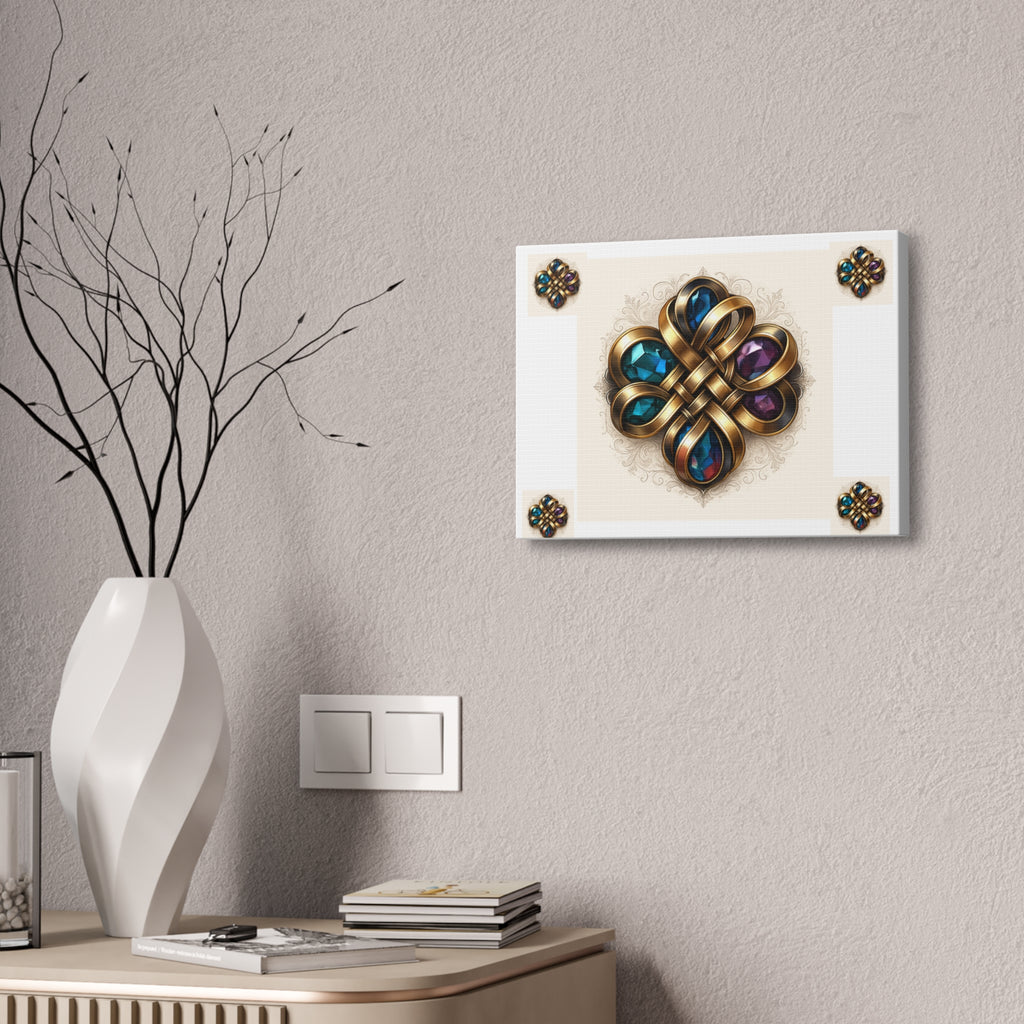 Canvas Wall Art, Elegant Gemstone Knot Design, Home Decor, Unique Gift, Art Print, Wall Hanging, Apartment Decor