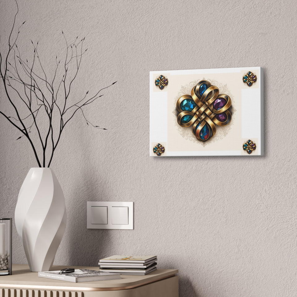 Canvas Wall Art, Elegant Gemstone Knot Design, Home Decor, Unique Gift, Art Print, Wall Hanging, Apartment Decor