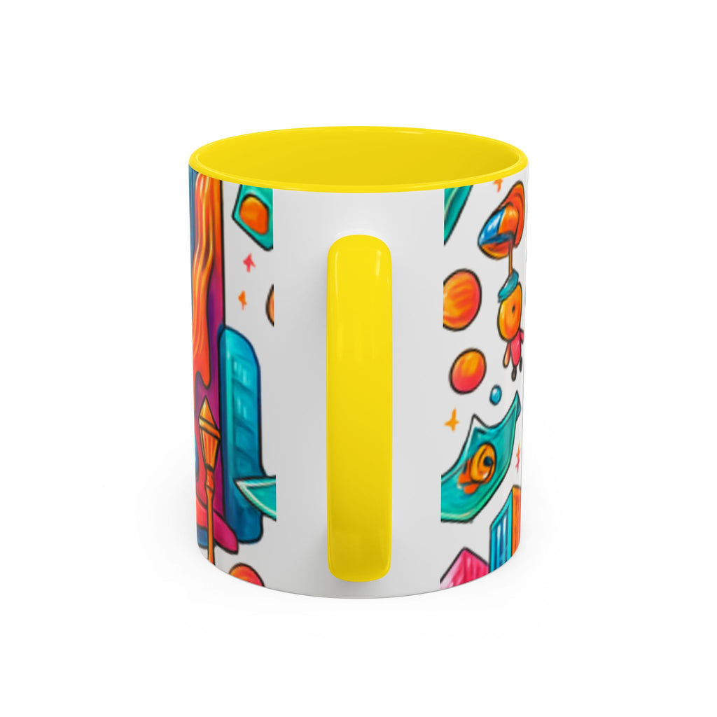 Colorful Cosmic Design Accent Coffee Mug | Cute Modern Cosmic Art
