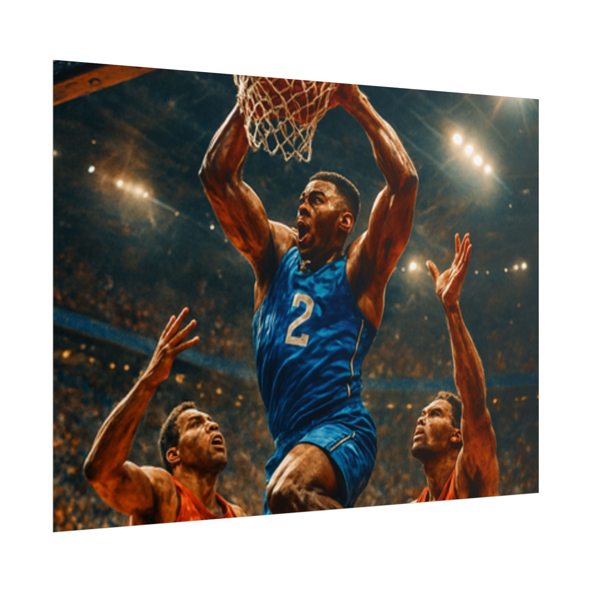 Poster Print, Dynamic Basketball Art Decor for Gamer Gift, Man Cave, Athletic Office, Sports Wall Art