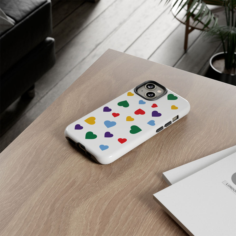Rainbow Hearts Phone Case | Tough Cases, Spring Vibe, Trendy Accessories