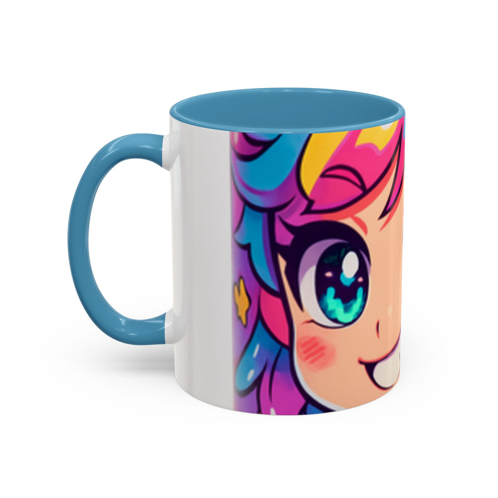 Vibrant Anime Inspired Coffee Mug, Cute Cat Lover Gift, Fun Kitchen Accessory, Bright Accent Mug for Daily Use, Whimsical Drinkware