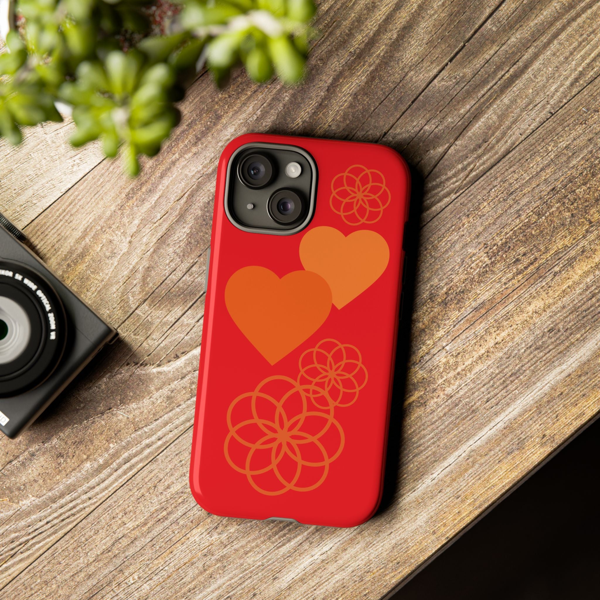 Stylish Phone Case with Floral Hearts Design, Tough Phone Cover, Unique Gift for Her, Trendy Accessories, Spring Vibe, Custom Cases