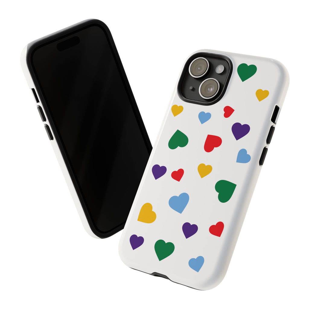 Rainbow Hearts Phone Case | Tough Cases, Spring Vibe, Trendy Accessories