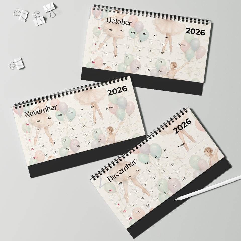 Lil Ballerina Personalized Desktop Calendar | Custom Name, Dance Theme