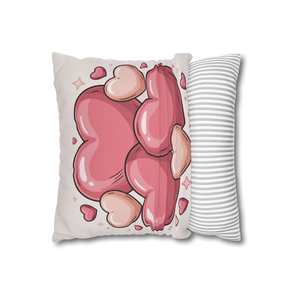 Heart Cluster Pillowcase — Cute Pink Valentine Decorative Throw Pillow