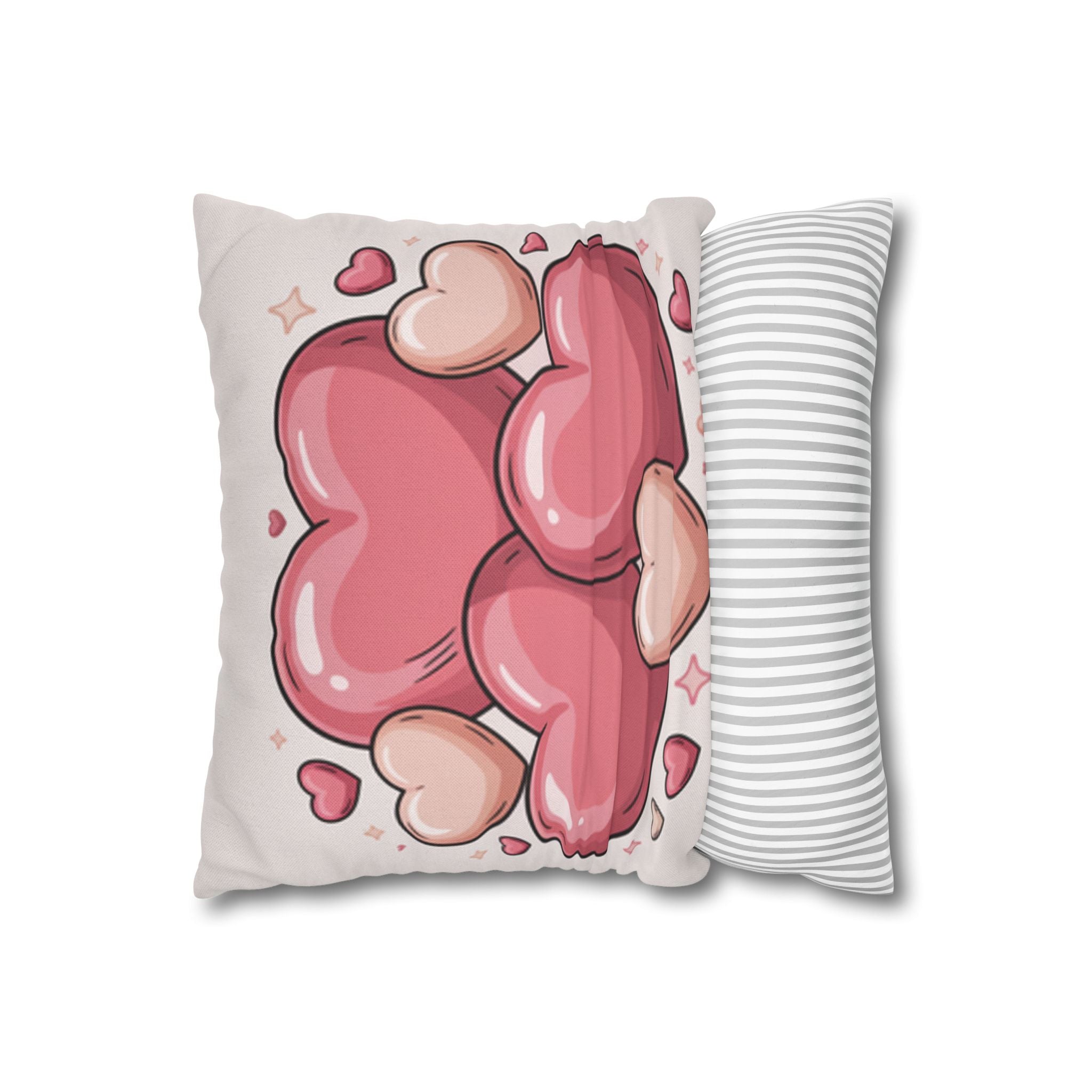 Heart Cluster Pillowcase — Cute Pink Valentine Decorative Throw Pillow