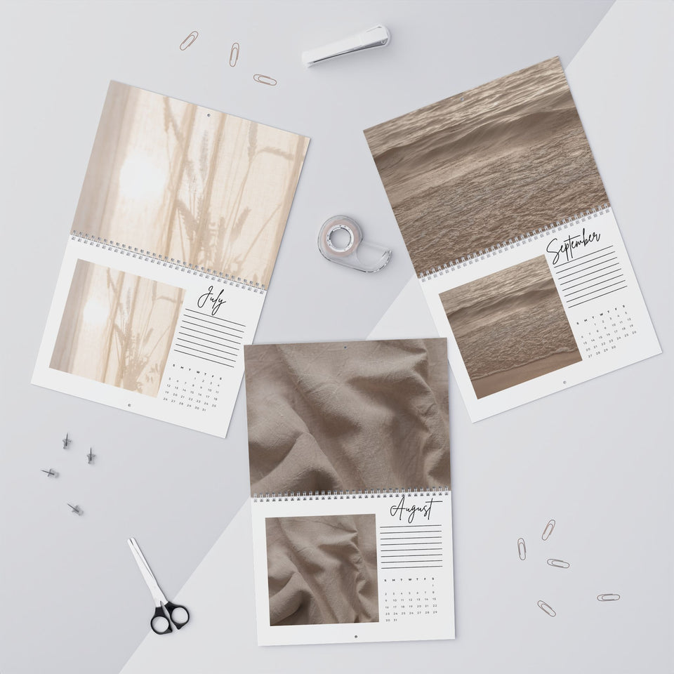 Neutral Leaf Art Wall Calendar | Monthly Planner Calendar