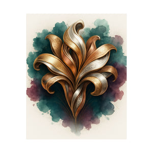 Golden Baroque Fleur Matte Vertical Poster | Ornate Floral Wall Art