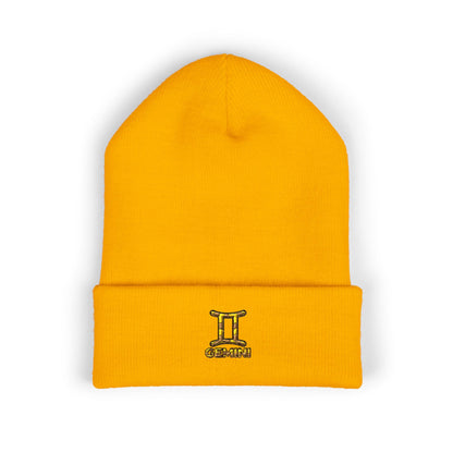 Embroidered Gemini Zodiac Cuffed Beanie