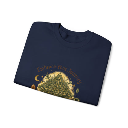 Embrace Your Journey Mandala Crewneck Sweatshirt | Boho Spiritual Meditation