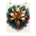 Golden Baroque Fleur Matte Vertical Poster | Ornate Floral Wall Art