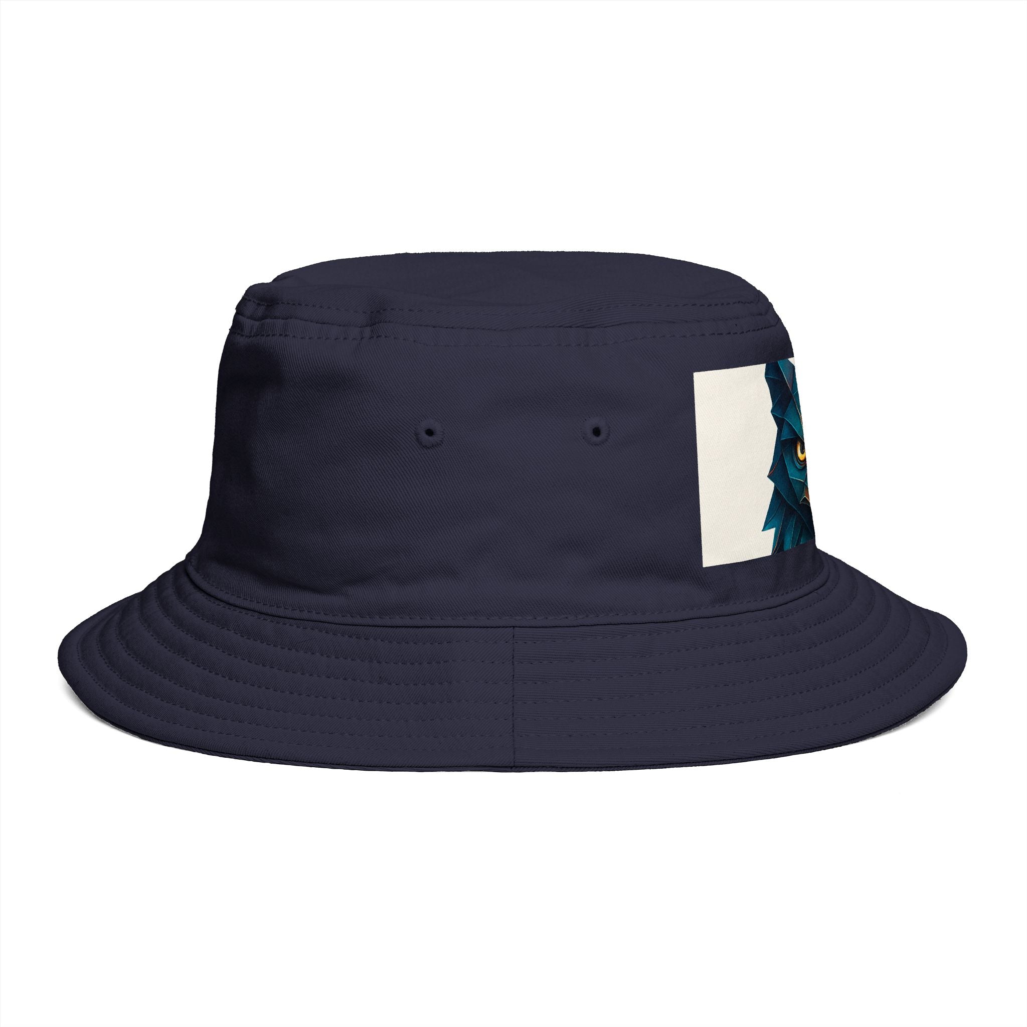 Tribal Geometric Owl Bucket Hat — Colorful Mountain Owl Face Print