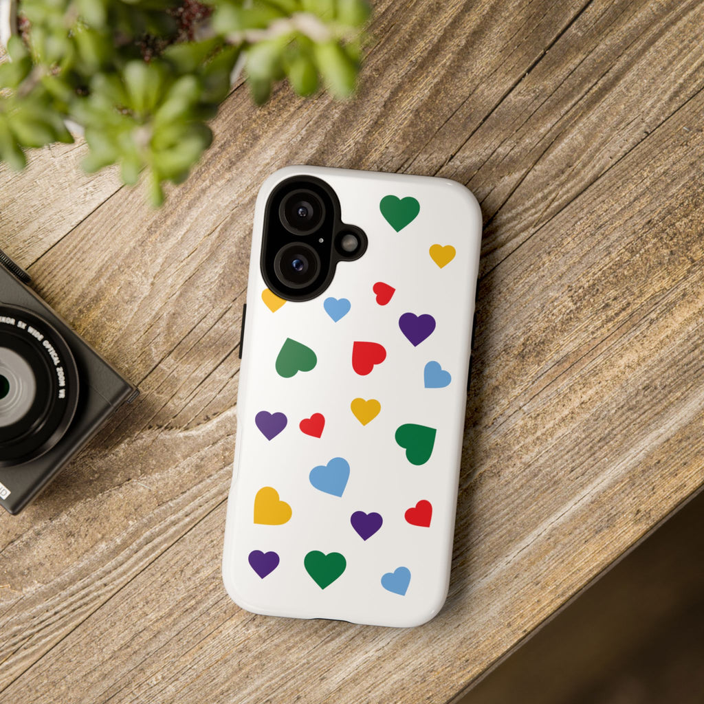 Rainbow Hearts Phone Case | Tough Cases, Spring Vibe, Trendy Accessories