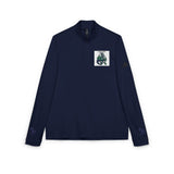 Green Floral Dragon Embroidery Quarter-Zip Pullover