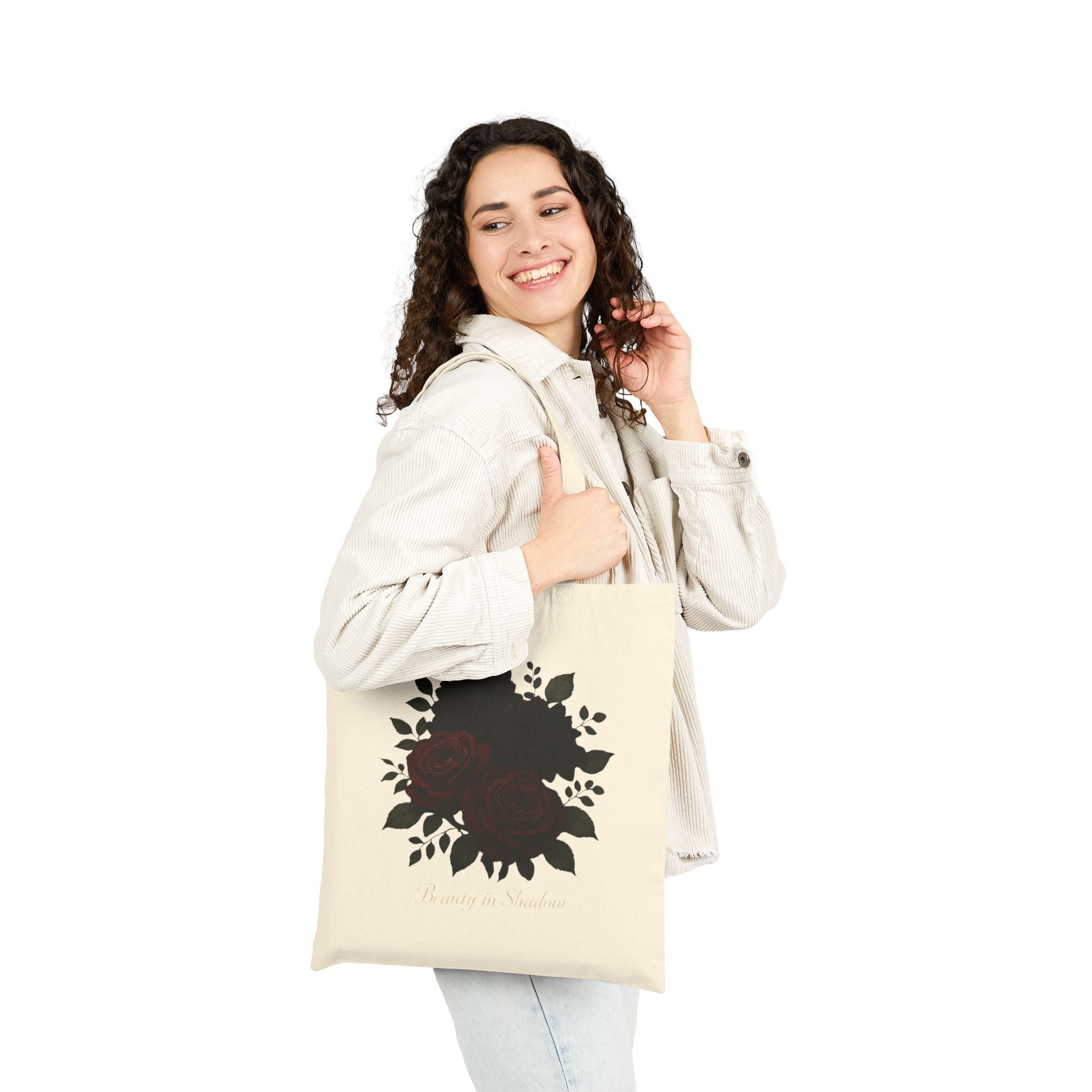 Vintage Rose Botanical Illustration Tote Bag | Floral Canvas Market Bag