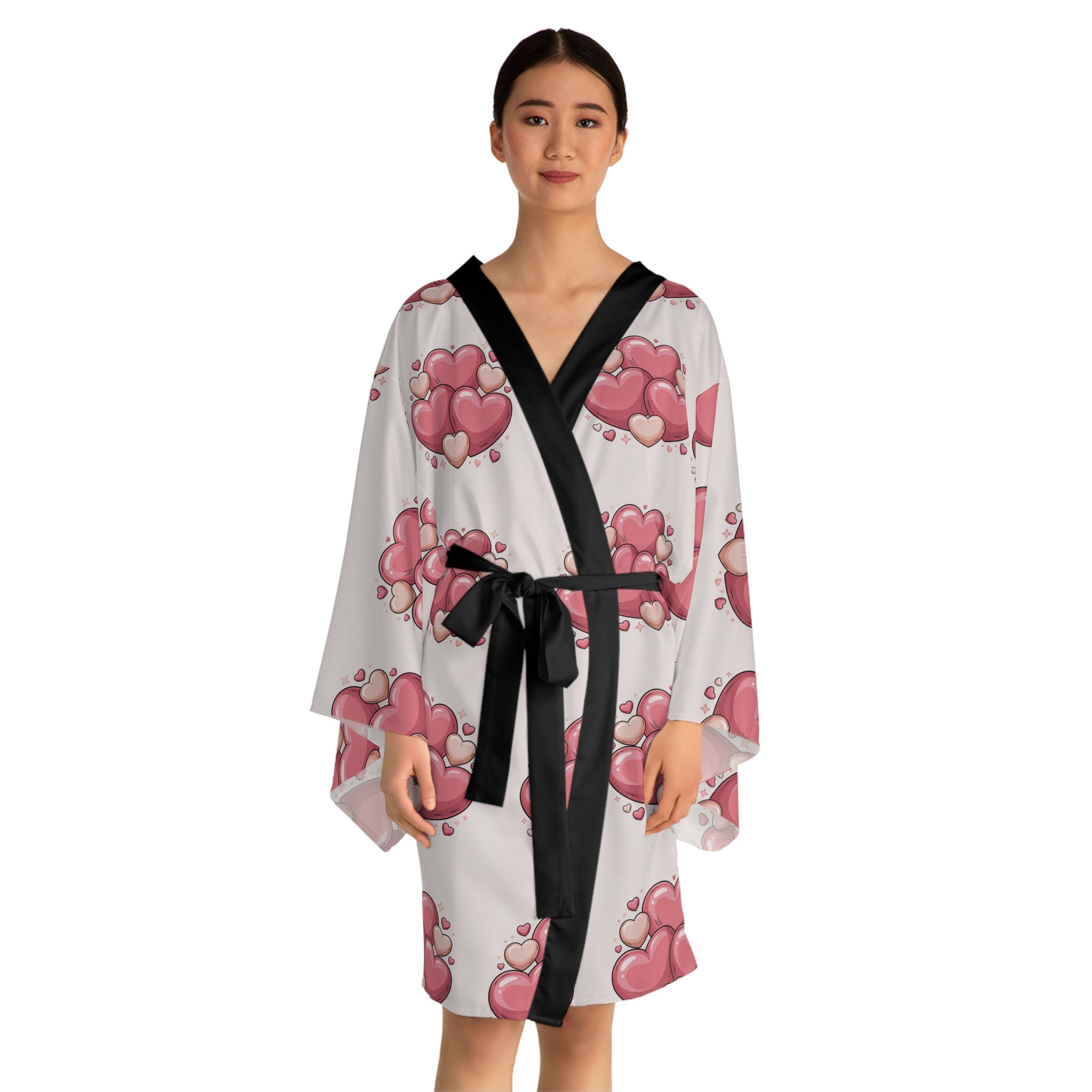 Heart Cluster Kimono Robe — Pink Love All-Over Print