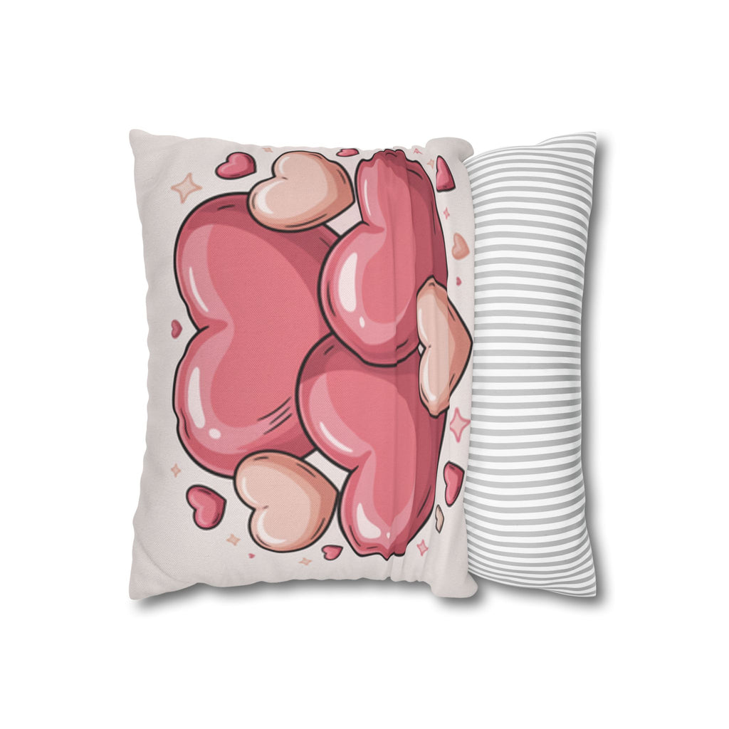 Heart Cluster Pillowcase — Cute Pink Valentine Decorative Throw Pillow