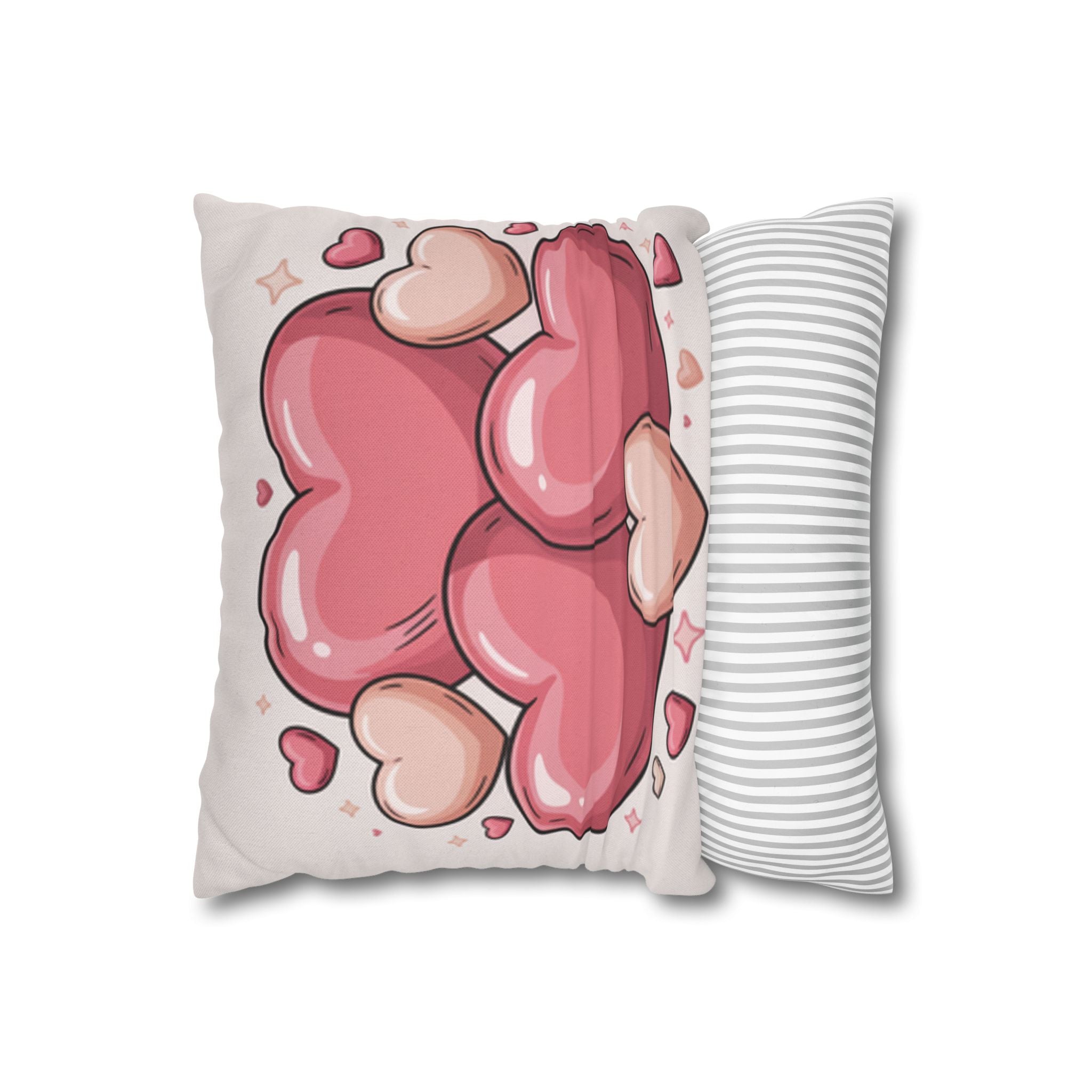 Heart Cluster Pillowcase — Cute Pink Valentine Decorative Throw Pillow