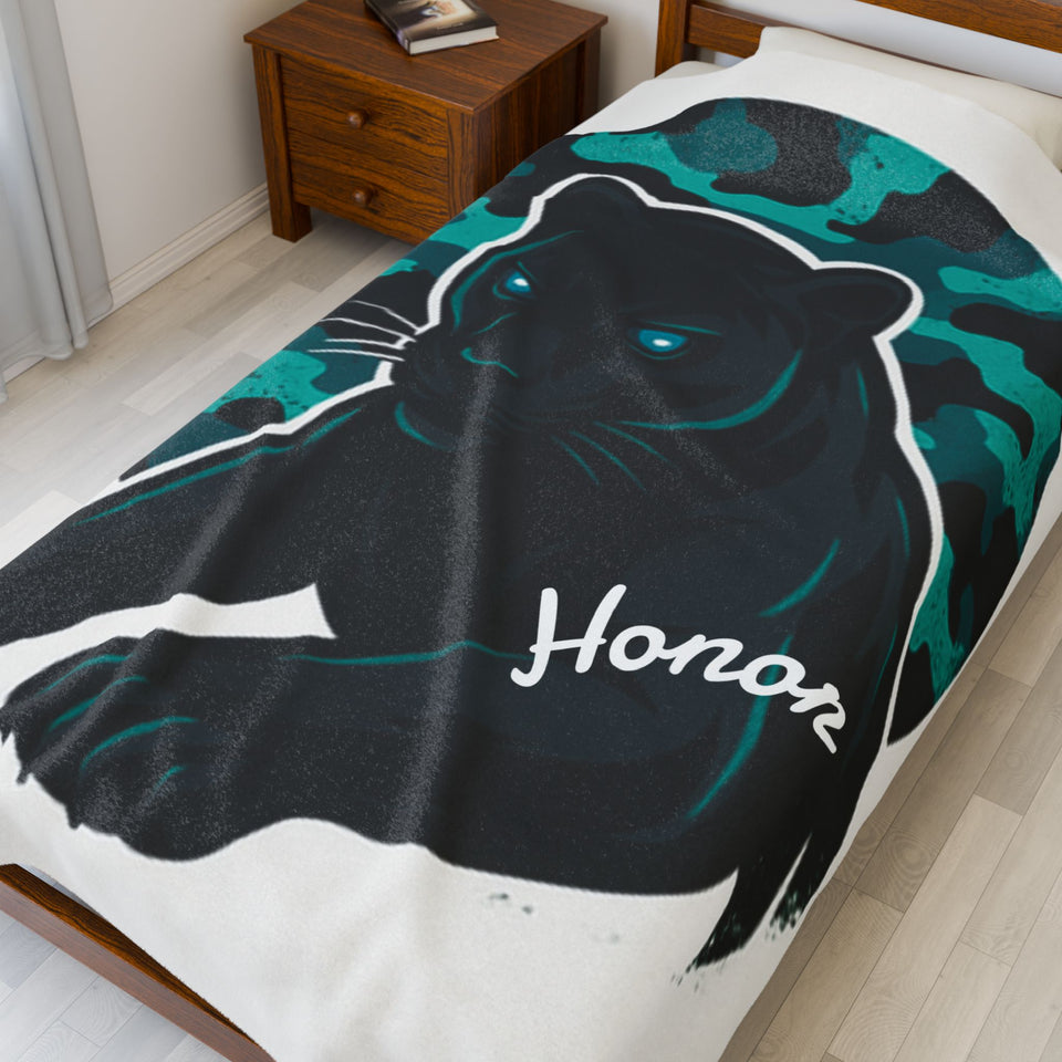 Velvet Fleece Blanket, Plush Panther Blanket, Cozy Bedding, Panther Fan Gift, Honor Edition