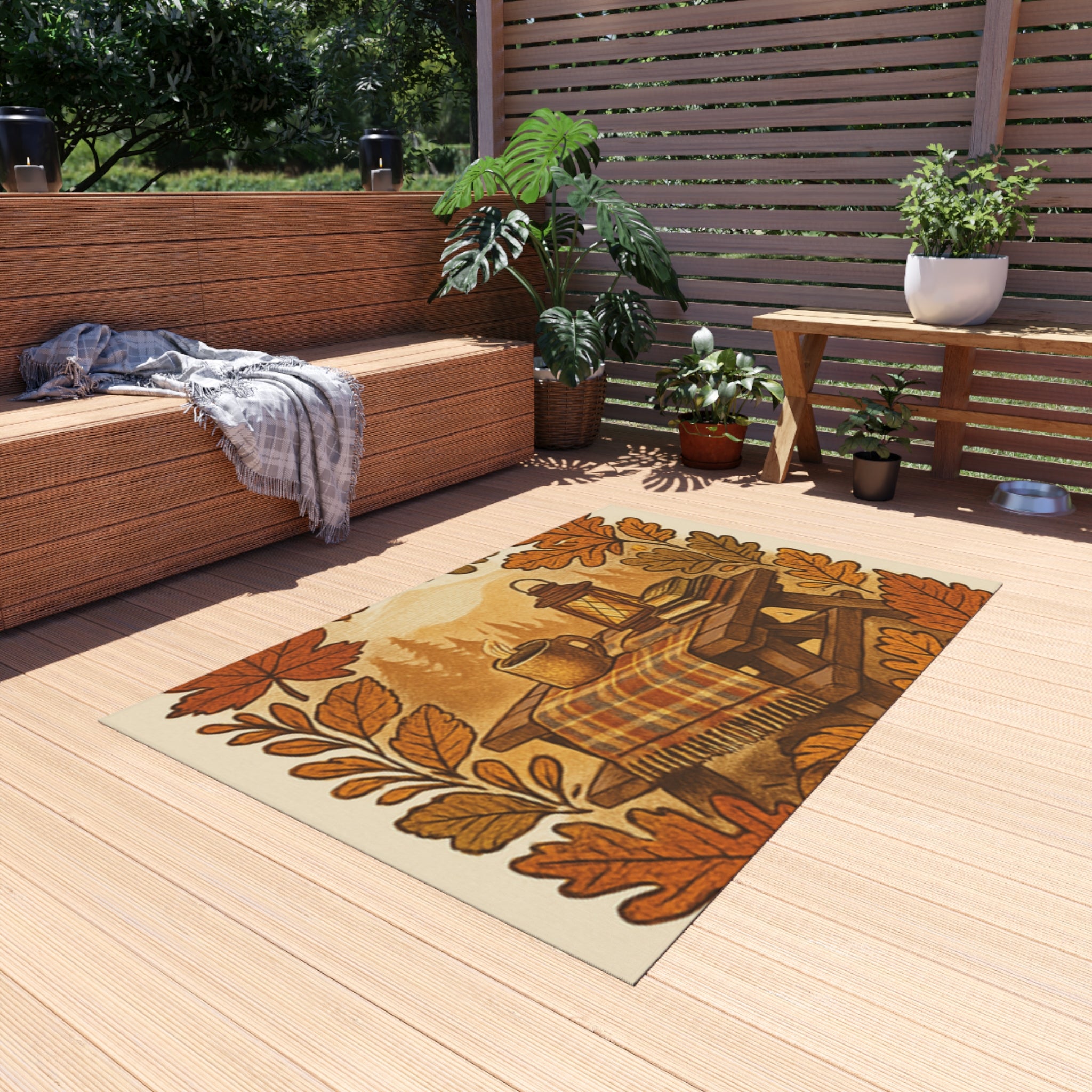 Autumn Outdoor Rug, Patio Mat, Fall Decor, Camping Mat, Outdoor Living Accents, Seasonal Home Decor