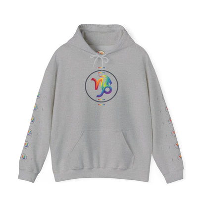 Capricorn Rainbow Zodiac Hoodie — Colorful Astrology Sweatshirt with Capricorn Symbol