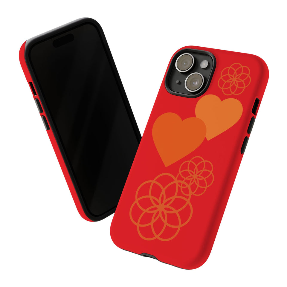 Stylish Phone Case with Floral Hearts Design, Tough Phone Cover, Unique Gift for Her, Trendy Accessories, Spring Vibe, Custom Cases
