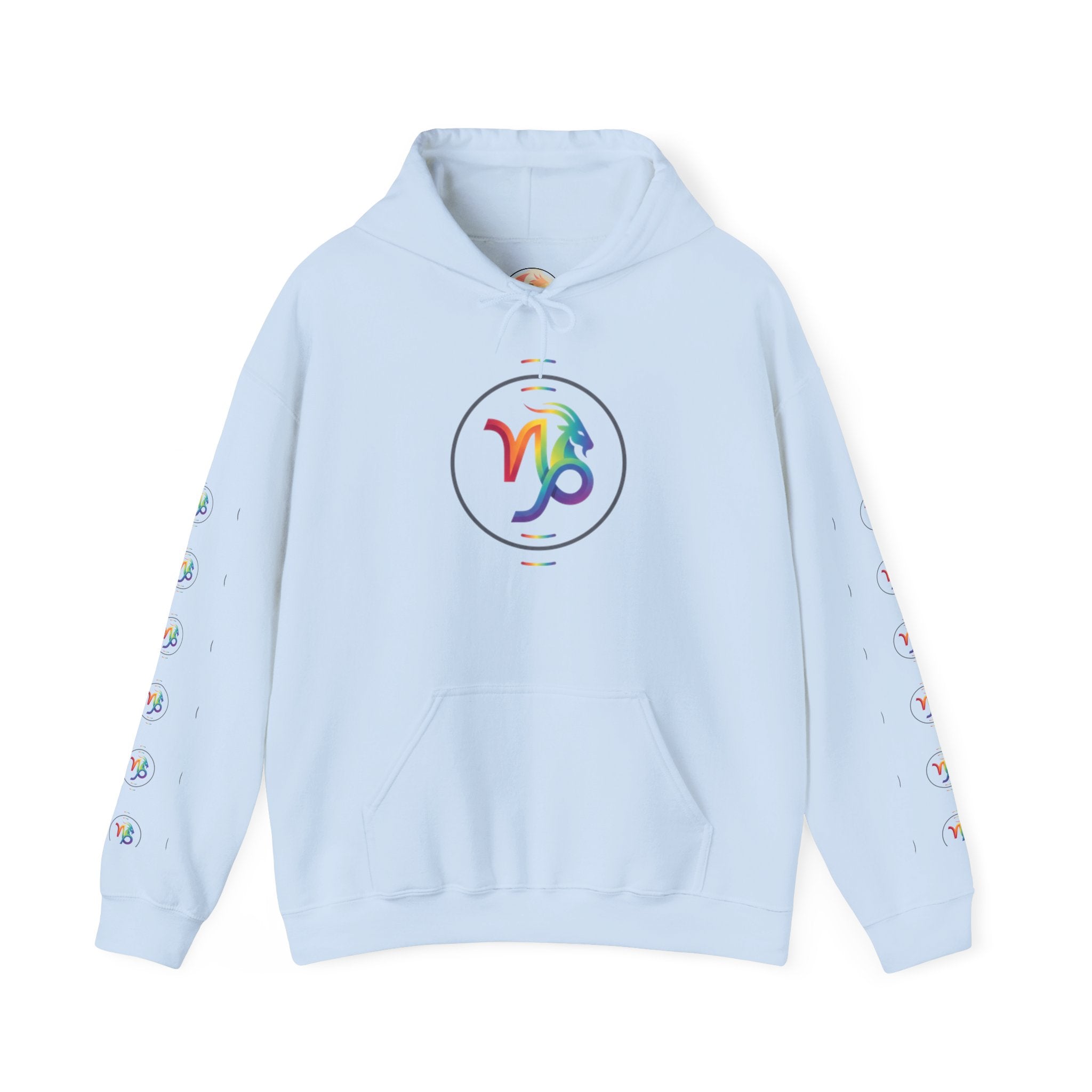 Capricorn Rainbow Zodiac Hoodie — Colorful Astrology Sweatshirt with Capricorn Symbol