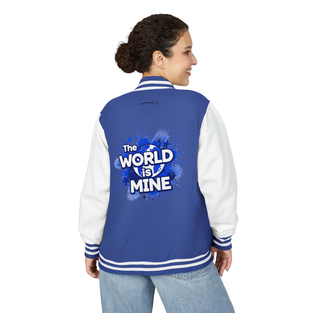 World Is Mine Graffiti Logo Letterman Jacket | KC Chest Monogram