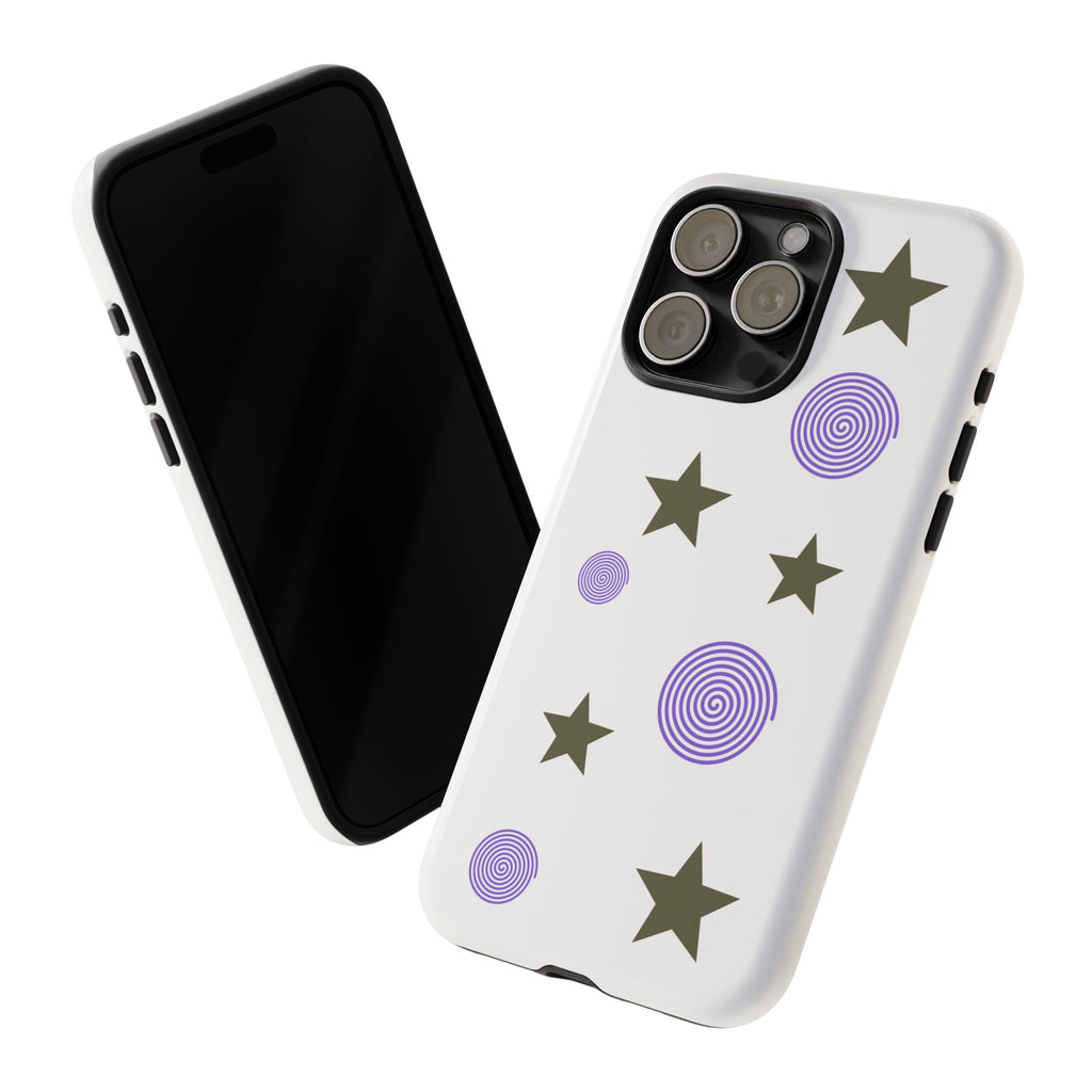Trendy Phone Case, Stylish Phone Cover, Protective Phone Shell, Unique Phone Accessory, Gift for Her, Star and Swirl Design