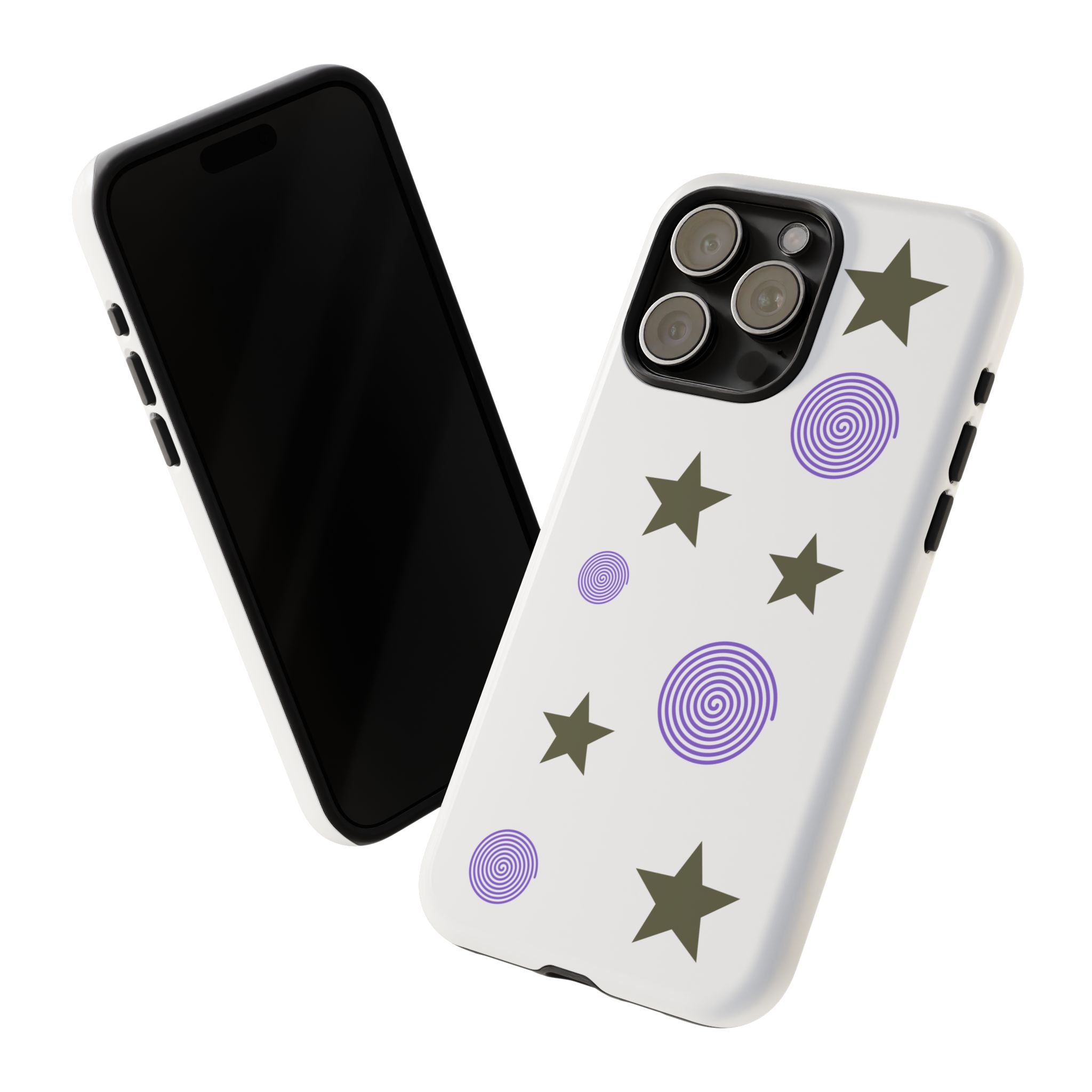 Trendy Phone Case, Stylish Phone Cover, Protective Phone Shell, Unique Phone Accessory, Gift for Her, Star and Swirl Design