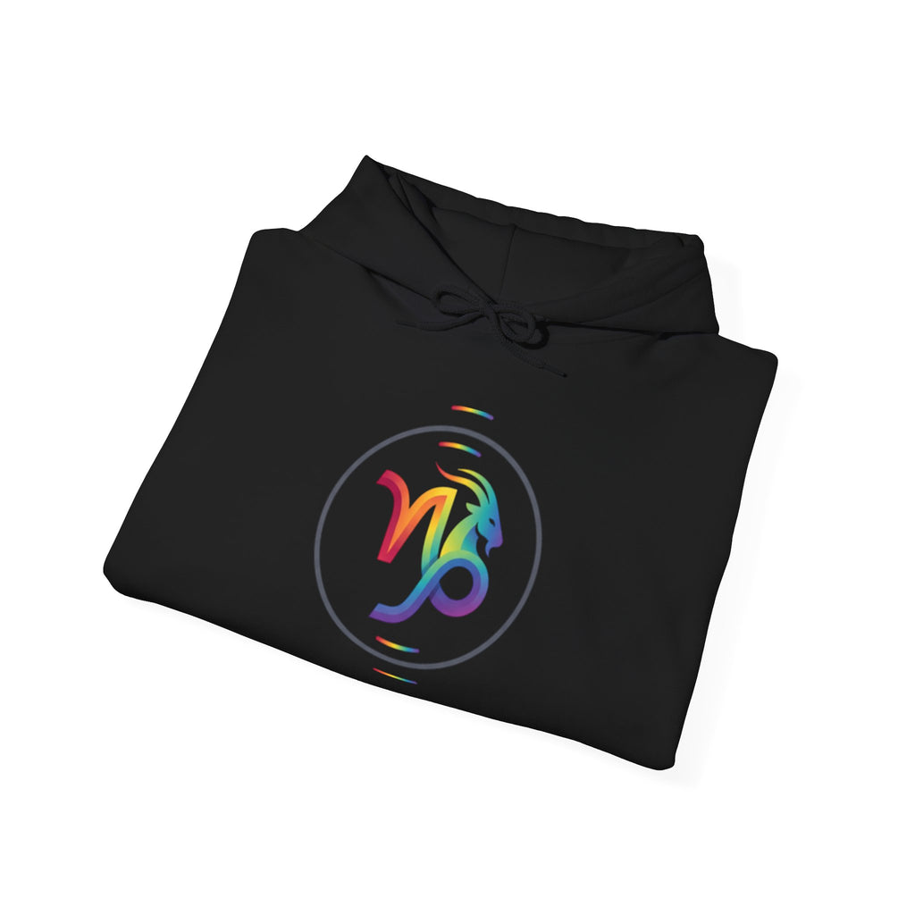Capricorn Rainbow Zodiac Hoodie — Colorful Astrology Sweatshirt with Capricorn Symbol