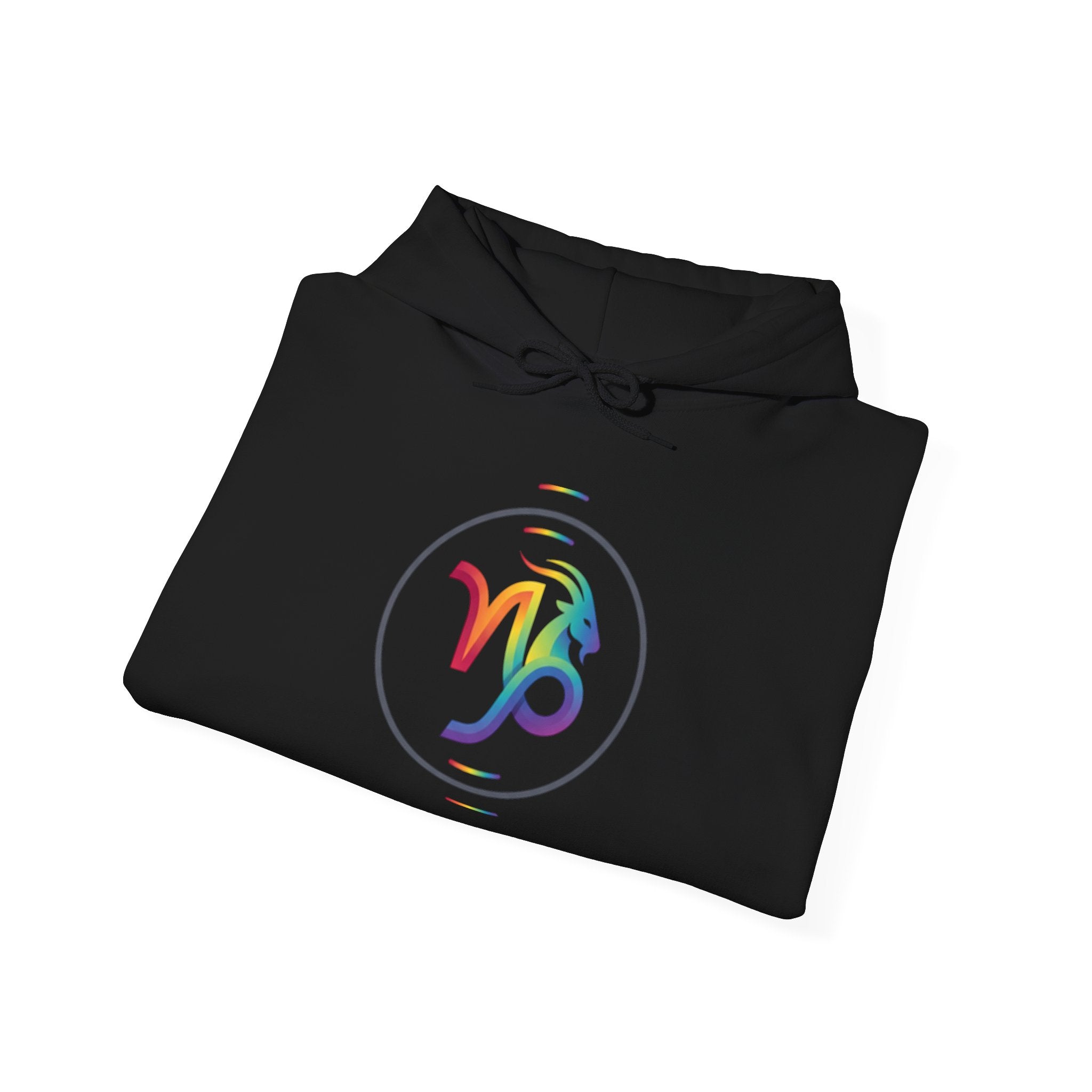 Capricorn Rainbow Zodiac Hoodie — Colorful Astrology Sweatshirt with Capricorn Symbol