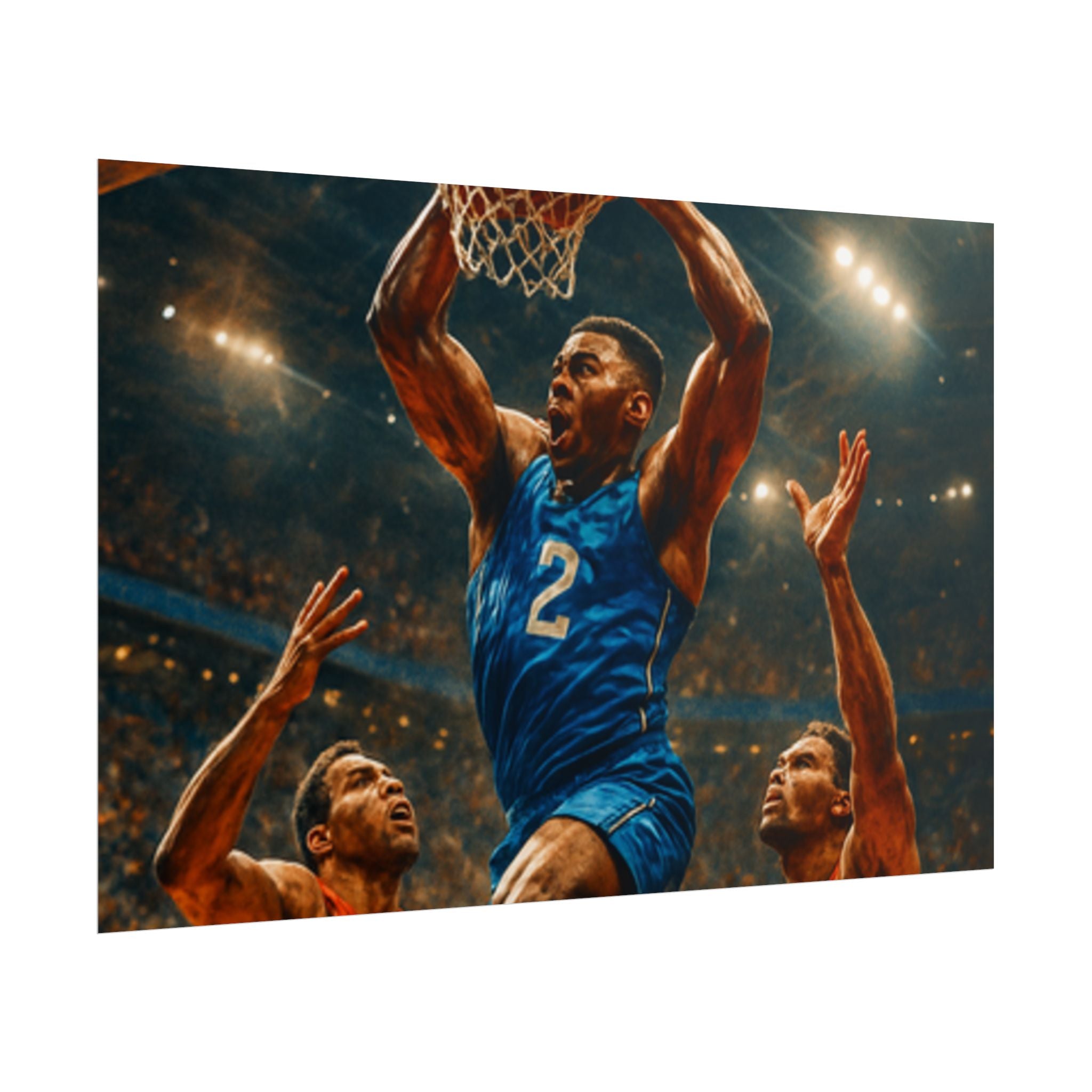 Poster Print, Dynamic Basketball Art Decor for Gamer Gift, Man Cave, Athletic Office, Sports Wall Art
