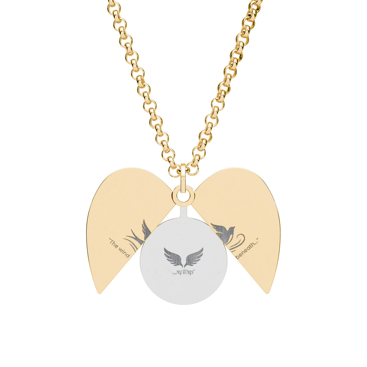 Hidden Message Necklace – Engraved Heart Wing Locket
