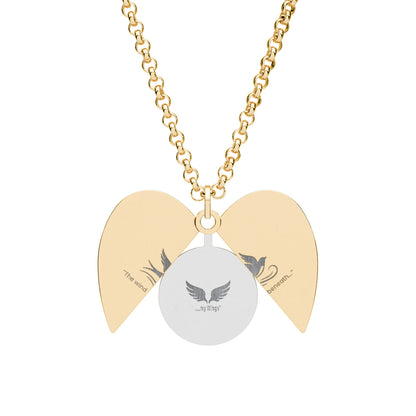 Hidden Message Necklace – Engraved Heart Wing Locket